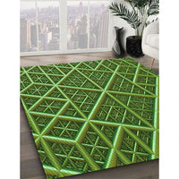 Patterned Dark Forest Green Rug, pat1660grn