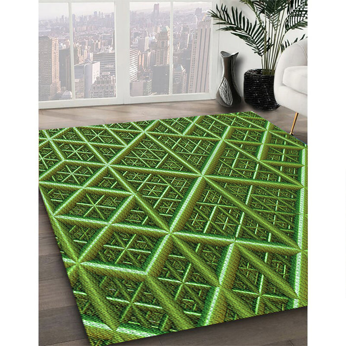 Patterned Dark Forest Green Rug in Family Room, pat1660grn