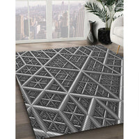 Patterned Dark Gray Black Rug, pat1660gry