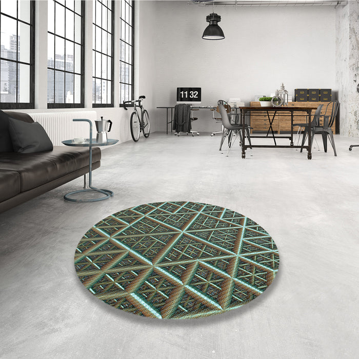 Round Patterned Milk Chocolate Brown Rug in a Office, pat1660lblu