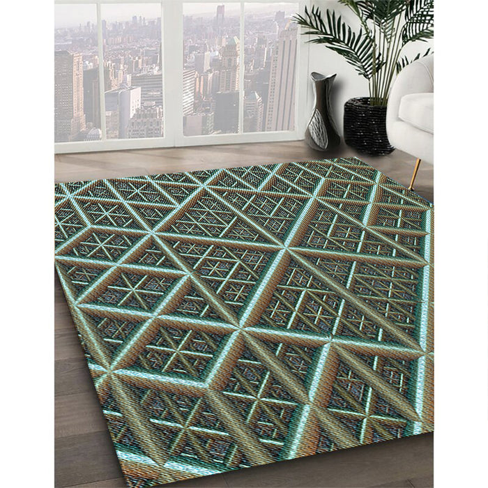 Patterned Milk Chocolate Brown Rug in Family Room, pat1660lblu
