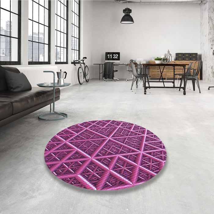 Round Patterned Crimson Purple Rug in a Office, pat1660pur