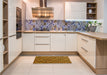 Patterned Yellow Rug in a Kitchen, pat1660yw