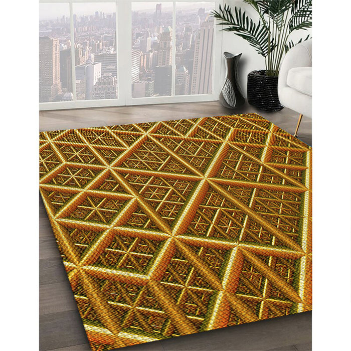 Patterned Yellow Rug in Family Room, pat1660yw