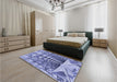 Patterned Sapphire Blue Rug in a Bedroom, pat1661blu