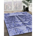 Patterned Sapphire Blue Rug in Family Room, pat1661blu