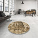 Round Patterned Red Brown Rug in a Office, pat1661brn