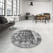 Round Patterned Silver Gray Rug in a Office, pat1661gry