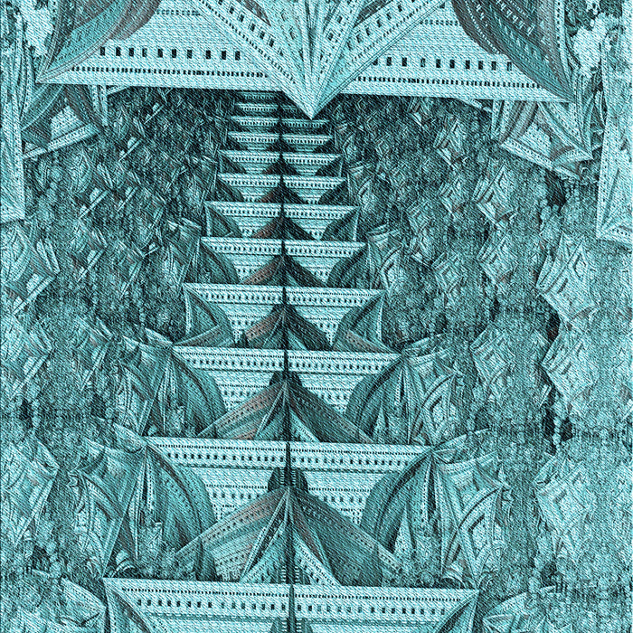 Patterned Teal Green Rug, pat1661lblu