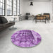 Round Patterned Dark Orchid Purple Rug in a Office, pat1661pur