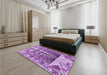 Patterned Dark Orchid Purple Rug in a Bedroom, pat1661pur