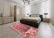 Patterned Red Rug in a Bedroom, pat1661rd