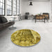 Round Patterned Dark Bronze Brown Rug in a Office, pat1661yw