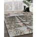 Patterned Charcoal Gray Novelty Rug in Family Room, pat1661