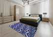 Patterned Blue Rug in a Bedroom, pat1662blu