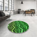 Round Patterned Deep Emerald Green Rug in a Office, pat1662grn