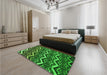 Patterned Deep Emerald Green Rug in a Bedroom, pat1662grn