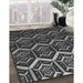 Patterned Charcoal Black Rug in Family Room, pat1662gry