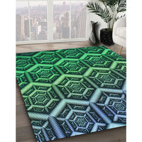 Patterned Medium Sea Green Rug, pat1662lblu