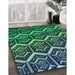 Patterned Medium Sea Green Rug in Family Room, pat1662lblu