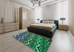 Patterned Medium Sea Green Rug in a Bedroom, pat1662lblu