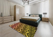 Patterned Caramel Brown Rug in a Bedroom, pat1662org