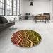 Round Patterned Caramel Brown Rug in a Office, pat1662org