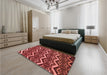 Patterned Dark Red Rug in a Bedroom, pat1662rd