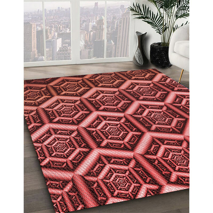 Machine Washable Transitional Dark Red Rug in a Family Room, wshpat1662rd