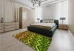 Patterned Pistachio Green Rug in a Bedroom, pat1662yw