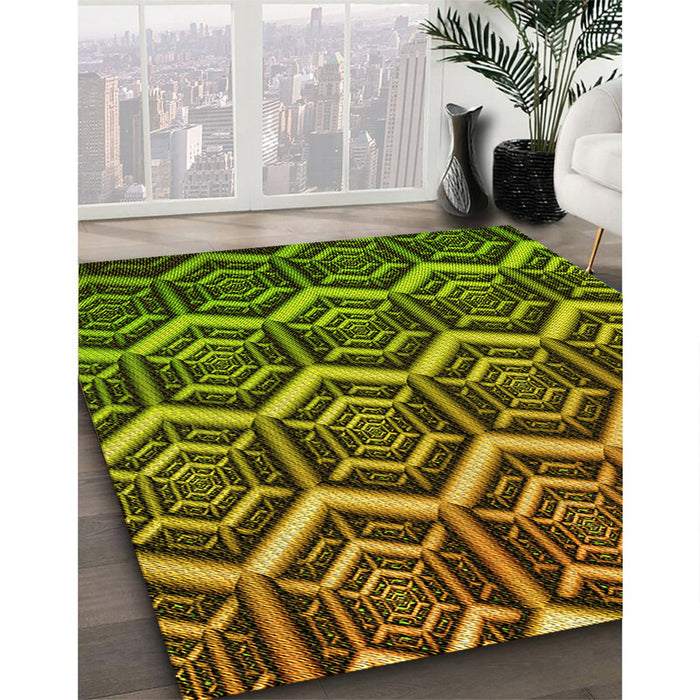 Machine Washable Transitional Pistachio Green Rug in a Family Room, wshpat1662yw