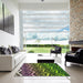 Square Patterned Charcoal Black Modern Rug in a Living Room, pat1662