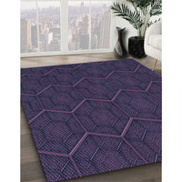 Patterned Deep Periwinkle Purple Rug, pat1663blu