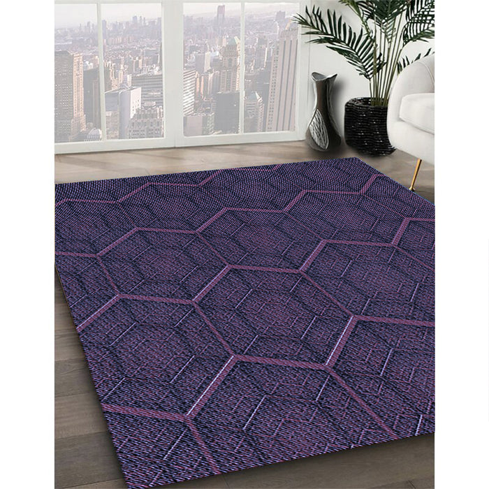 Patterned Deep Periwinkle Purple Rug in Family Room, pat1663blu