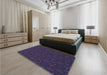 Patterned Deep Periwinkle Purple Rug in a Bedroom, pat1663blu