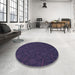 Round Patterned Deep Periwinkle Purple Rug in a Office, pat1663blu