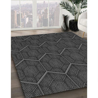 Patterned Charcoal Black Rug, pat1663gry