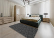 Patterned Charcoal Black Rug in a Bedroom, pat1663gry