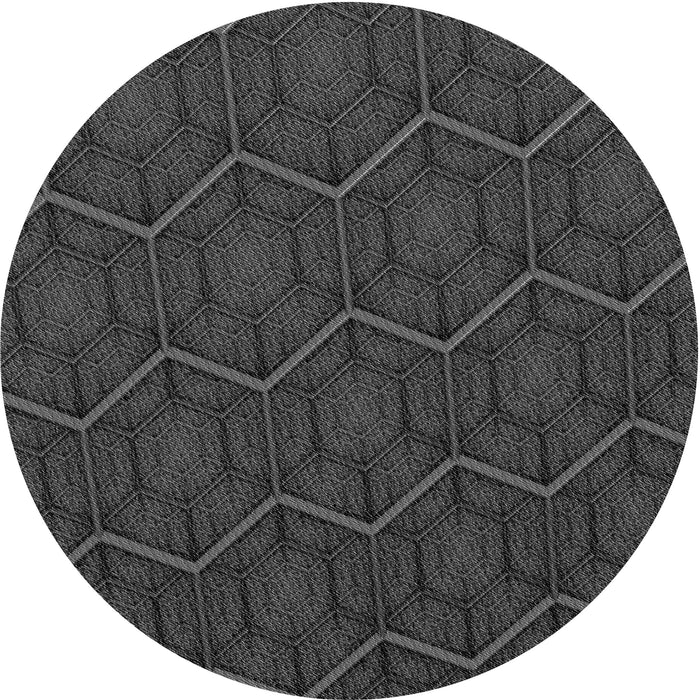 Square Patterned Charcoal Black Rug, pat1663gry