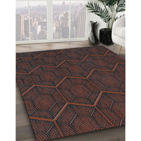 Patterned Coffee Brown Rug, pat1663lblu