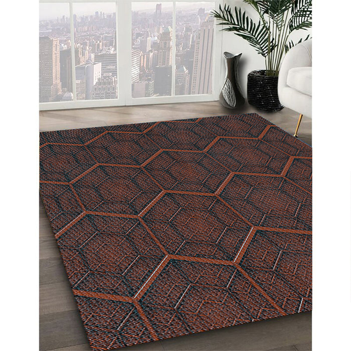 Patterned Coffee Brown Rug in Family Room, pat1663lblu