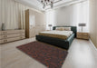 Patterned Coffee Brown Rug in a Bedroom, pat1663lblu