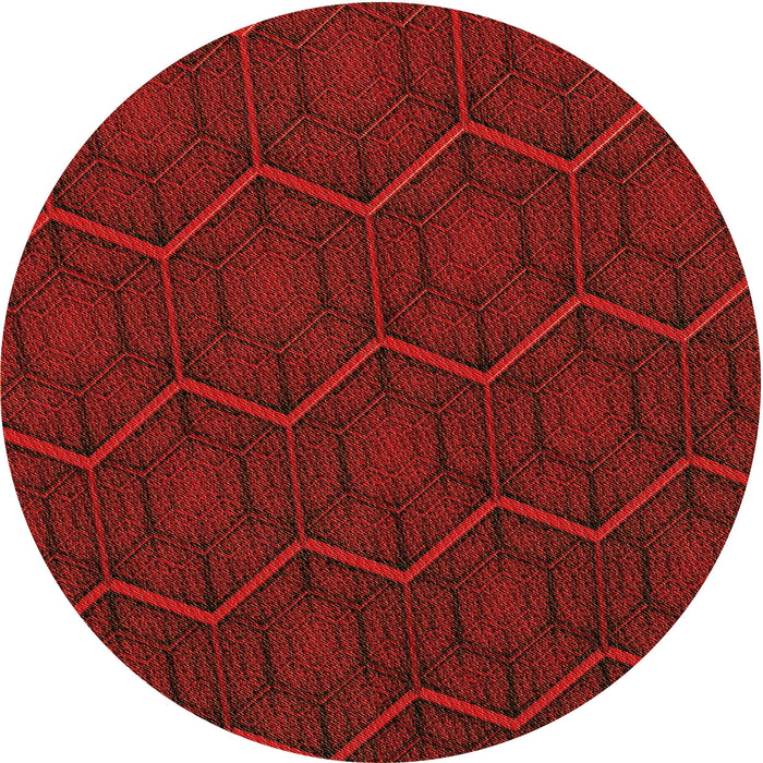 Square Patterned Tomato Red Rug, pat1663org
