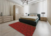Patterned Tomato Red Rug in a Bedroom, pat1663org