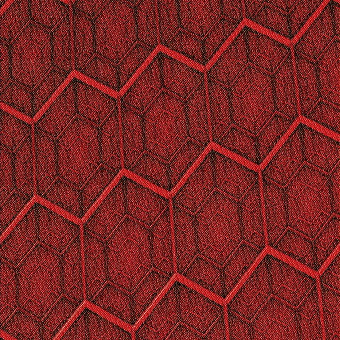 Patterned Tomato Red Rug, pat1663org