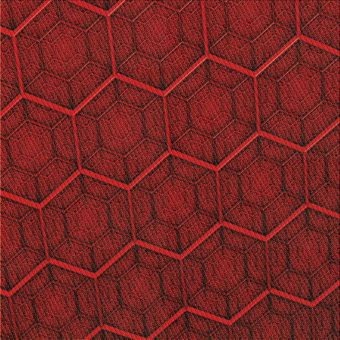 Round Patterned Tomato Red Rug, pat1663org