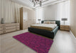 Round Machine Washable Transitional Dark Magenta Purple Rug in a Office, wshpat1663pur