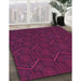 Patterned Dark Magenta Purple Rug in Family Room, pat1663pur