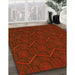 Patterned Tomato Red Rug in Family Room, pat1663yw