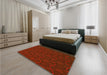 Patterned Tomato Red Rug in a Bedroom, pat1663yw